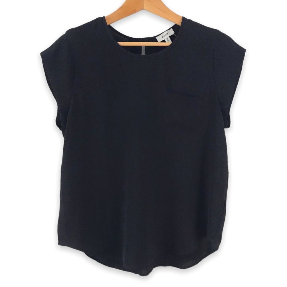 Meraki black cap sleeve blouse  size L‎
